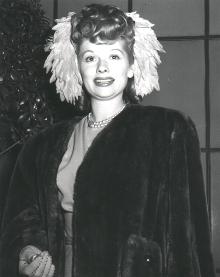 Lucille Ball arriving at a Hollywood Premiere in 1946
